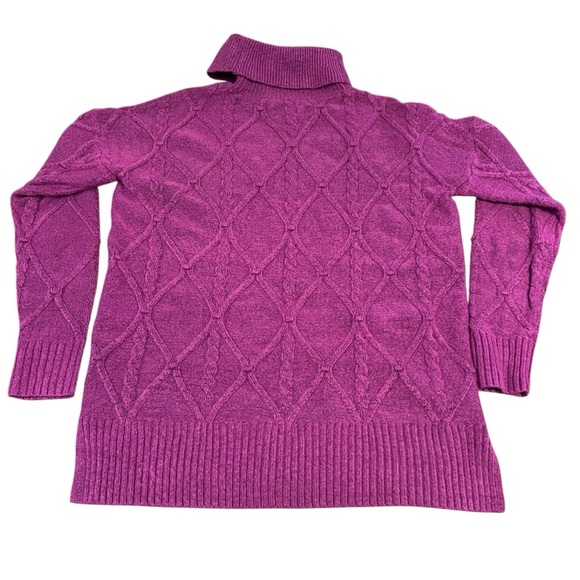 Loft Purple Cable Knit Cowl Neck Sweater M - Picture 3 of 5